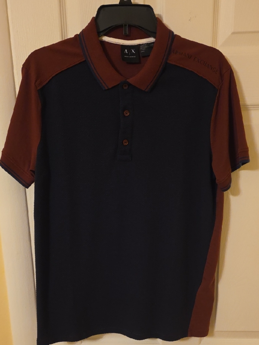 A/X Armani Exchange Navy and Red Colorblock Men’s Polo